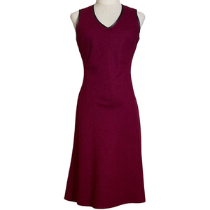 Sisley‎ Sleeveless Berry Burgundy Lined Wool Midi Dress Small